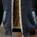 Marlee | Navy Quilted Jacket Featuring Denim Accents