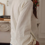 White Floral Embroidered Frill V Neck Puff Sleeve Blouse