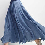 Casual A-Line Elastic Waist Solid Color Skirts