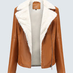 Plus Size Winter Coat Lapel Collar Long Padded Leather Vintage Thicken Coat