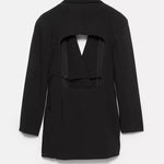 Yulissa Single Button Long Sleeve Fitted Waist Open Back Pocketed Lapel Blazer