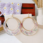 Queen Anne Lace Dried Flowers Large Hoop Earrings