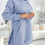 Fashion Solid Color Hoodie and Lined Leggings Two-piece Set