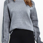 Casual Solid Patchwork Turtleneck Tops
