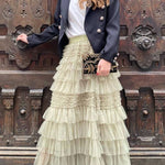 City Empress Tiered Elastic Waist Tulle Maxi Skirt