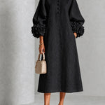 IVY | Floral Midi Dress with Rose-Cuff Sleeves