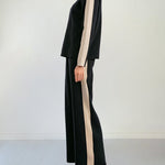 Loungewear Sets Contrast Side Seam Drop Shoulder Pullover & Sweatpants