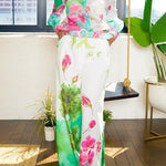 Long Sleeves Loose Floral Printed Gauze See-Through Split-Joint Lapel Blouses&Shirts Tops