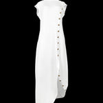 Loose Sleeveless Solid Color Split-side Shawl Collar Maxi Dresses