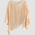 Nadorine Short Sleeve O Neck Tunic Tops Loose Fit Casual Irregular Hem Tee Shirts