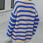 Striped Sweater Women Knitted Crew Neck Pullover Sweater