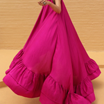 Loose Sleeveless Falbala Solid Color Stand Collar Maxi Dresses