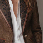 Herringbone Tweed Blazer With Printed Panels