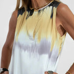 V Neck Tie Dyed Print Split Reversible Sleeveless Dress