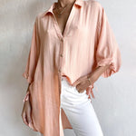 Nadorine Half Sleeves Casual Tops Blouse Solid Basic Loose Travel Top