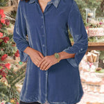 Women's Velvet Button Lapel Shirt