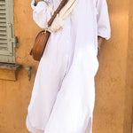Casual Solid Pocket Shirt Collar A Line Dresses(No shawl)