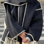 Scarf-Neckline Felt Woolen Coat