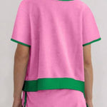 Women's Colorblock Edge Drop Shoulder T-Shirt Skort 2Pcs Set