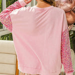 Christmas Casual Loose Round Neck Sequined Sleeve Sweatshirt