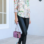 Over The Drama Dragon Floral Printed Patchwork Casual Blouse