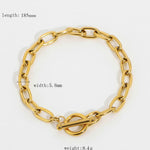 Rectangular Link T-Bar Bracelet - Gold