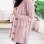 Plain Twist Button Cardigan Sweater