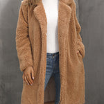 Faux Fur Mid-length Plush Cardigan Coat