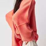 Lantern Sleeve Mock Neck Pullover with Ribbed Cinch Hem Batwing Sweater
