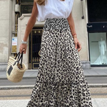 Women's Leopard Print Long Skirt