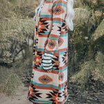 Striped Mid-Length Contrasting Color Knit Cardigan Jacket