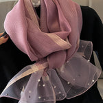 Sun-Protection Beaded See-Through Shawl&Scarf