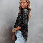 Nadorine Long Sleeve Button Up Shirt Summer Sheer Tulle Top for Women Casual Loose Business Casual 2026 | Under