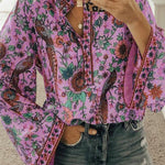 Peacock Loose Shirt Button Long Sleeve Shirt