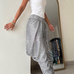 National Customs Sequin Elastic Waist Loose Harem Pants