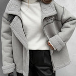 Faux Lamb Wool Fur Motorcycle Bike Coat