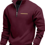 KZZ Men's Solid Half Zip Up Sweatshirt Loose Casual Long Sleeve