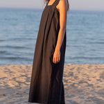 Solid Casual Loose Square Collar Sleeveless Backless Summer Long Midi Dress