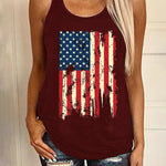 Independence Day Sleeveless Casual American Flag Tank Tops Loose Cute Printed Workout Sports Athletic T Shirts