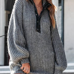 Pocketed Half Zip Pullover Sweater