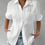 Short Sleeve Button Down Camp T-Shirts Casual Plus Size Tops