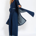 Nadorine Casual Slim Fit Long Blazers Denim Frock Coat