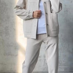 Solid Color Loose Fit Long Sleeve Button Pocket Top and Casual Pants Set