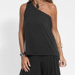 Two-piece Set Solid Soft Sleeveless Tank Vest Wide Leg Pants Casual Loose Outfit Suit