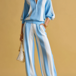 Casual And Comfortable Striped Knit Two-piece Set