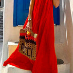 Scoop Neck Cotton Linen Maxi Beach Cami Dress