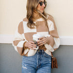 Nadorine Color Block Polo Plaid Sweater