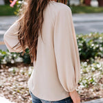 Nadorine V Neck Chiffon Plain Long Sleeve Loose Casual Work Office Blouses