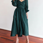 Rope Belt Ruffle Balloon Sleeve Dress Multi-Wear Elegant Midi Dress