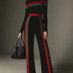 Long Sleeves Skinny Split-Joint Striped High Neck T-Shirts Tops